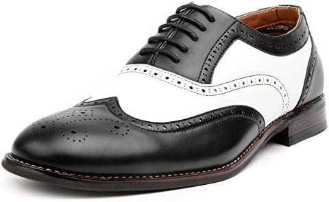 Ferro Aldo Arthur MFA139001D Mens Wingtip Two Tone Oxford Black and White Spectator Dress Shoes