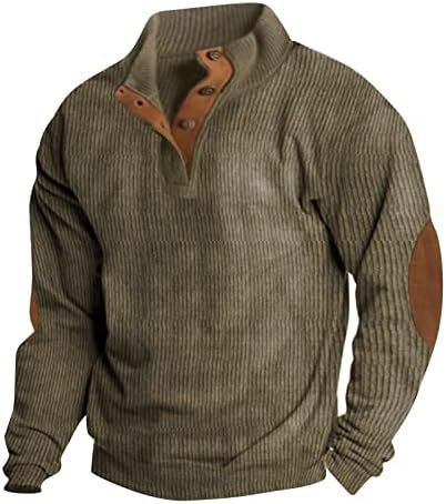 FSAHJKEE Men’s Quarter Zip Sweater Fall Fashion 2023 Long Sleeve Stand Collar Pullover Sweatshirt Top with Kangaroo Pockets