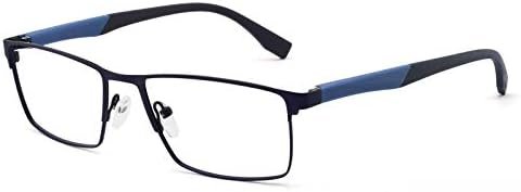 OCCI CHIARI Men Fashion Non Magnifying Eyeglasses Frame Thin Frame Glasses Eyewear Matel Framed Clear Lenses (Blue)