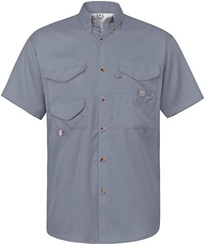 Alimens & Gentle Short Sleeve Fishing Shirt Wicking Fabric Sun Protection Casual Button Down Shirts