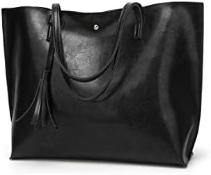 Dreubea Women’s Soft Faux Leather Tote Shoulder Bag from, Big Capacity Tassel Handbag