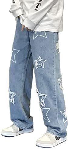 Men’s Streetwear Jeans Y2K Hip Hop Jeans Casual High Waisted Wide Leg Baggy Embroidery Harajuku Denim Pants