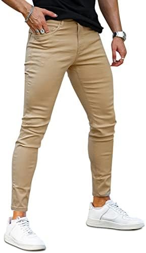 Mens Jeans Skinny Stretch Premium High Rise Colored Jeans Expandable Waist