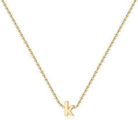 MONOOC Initial Necklaces for Women, 14K Gold Plated Lowercase Letter Necklace for Women Girls Personalized Minimalist Monogram Name Necklace Tiny Gold Initial Necklaces for Women Girls Kids Jewelry