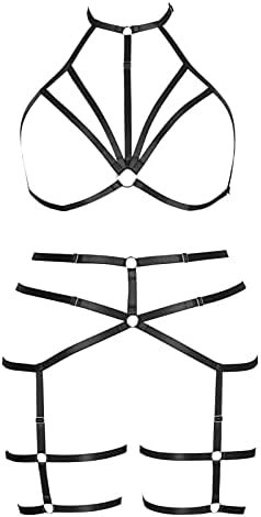 Full Body Plus Size Cage Harness Lingerie Women Bra Leg Garter Belt Club Party Punk Goth Rave EDC Clothing