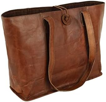 Vintage Genuine Leather Tote Bag Handbag Shopper Purse Shoulder Bag for Women Office Laptop Bag