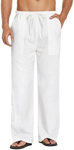 COOFANDY Mens Linen Loose Pant Lightweight Elastic Waist Trouser Yoga Beach Pant