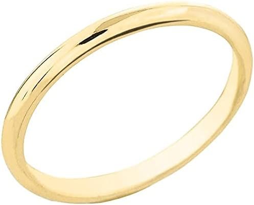 10K Yellow Gold Dainty 2mm Wide Comfort Fit Band Traditional Wedding Ring for Women and Men and Men