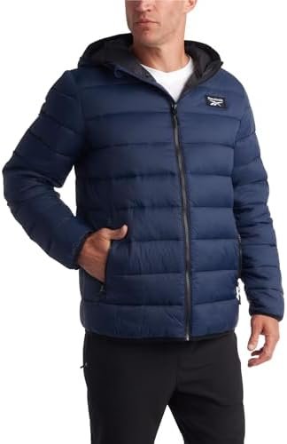 Reebok Men’s Jacket – Lightweight Hooded Quilted Puffer Coat – Warm Insulated Winter Jacket for Men (M-XXL)