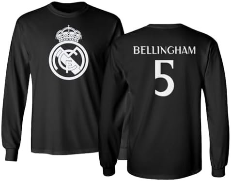 SONANSU Soccer Star Madrid Football Jersey Style Bellingham Long Sleeve T-Shirt