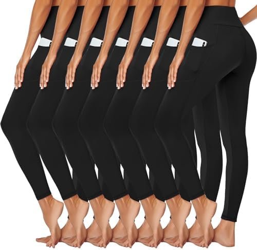 Syrinx 7 Pack Leggings for Women – High Waisted Tummy Control Soft Yoga Pants for Workout Running