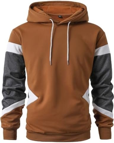 LQHHYLYX Mens Hoodie Multicolor Panel Sweatshirt Fleece Long Sleeve Sports Tops