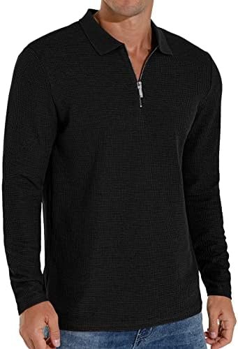 Sailwind Men’s Waffle Knit Long Sleeve Casual Quarter Zip Polo Shirts