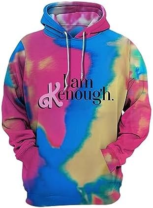 DABAUR i am ken enough Hoodie Sweatshirt Letter Printed Cool Tie Dye Pullover Hooded Halloween I am Kenough Unisex