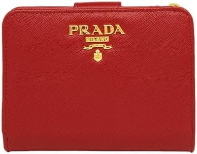 Prada Womens Saffiano Leather Rosso Red Snap Trifold Wallet