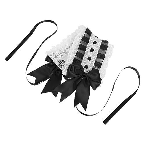 Beaupretty 3pcs Lolita Hair Accessories Lace Ribbon Headwear Bonnet Headband Maid Cosplay Hair Hoop Maid Costume Maid Cosplay Headwear Gothic Black Trim Cosplay Headbands Bow Tie Woman Rabbit