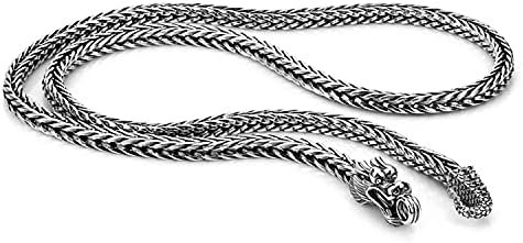 H&Beautimer Men 925 Sterling Silver Dragon Chain Necklace Fashion 5MM-20 22″ 24″ 26″ Solid Thick squareLink Choker Boys Golden Jewelry Gift