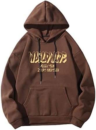 GORGLITTER Men’s Graphic Print Hoodies Drawstring Long Sleeve Hooded Sweatshirt