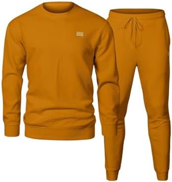 JMIERR Men’s 2 Piece Outfits Knit Jacquard Pullover Sweatshirt Tracksuit & Joggers Sweatpants Sweatsuit Sets with Pockets