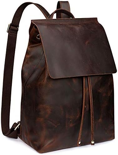 S-ZONE Women Genuine Leather Backpack Purses Fashion Rucksack Travel Daypack with Luggage Sleeve