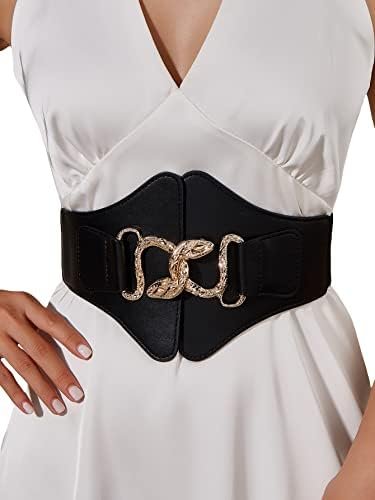 Verdusa Women’s Snake Buckle Faux Leather Elastic Wide Belt Corset