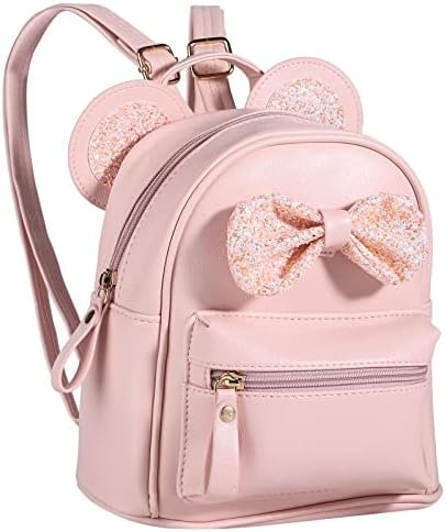 DingCo Girls Mini Leather Backpack Sequin bow Mouse Ears cute backpack small backpack gifts for teenage girls