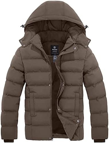 Wantdo Men’s Hooded Winter Coat Warm Puffer Jacket Thicken Cotton Coat with Removable Hood