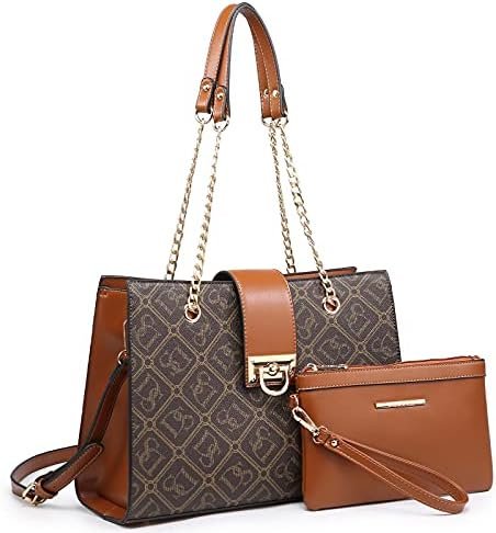 Dasein Leather Handbag Tote Hobo Bag for Women Shoulder Purse Top Handle Satchel Bag with Matching Clutch