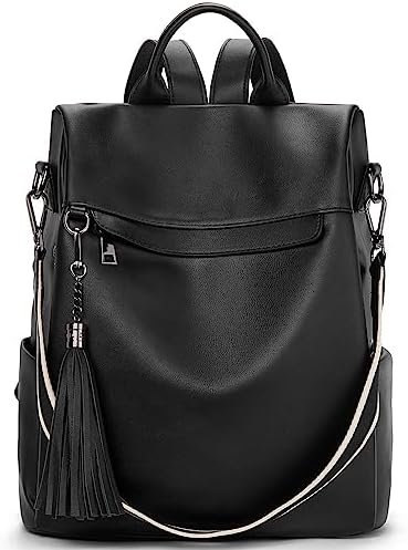 Telena Backpack Purse for Women, PU Leather Anti Theft Travel Backpack Purse Shoulder Bags with Tassel