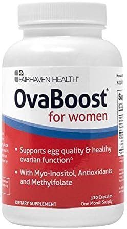 Fairhaven Health Ovaboost with Myo-Inositol, Folate, CoQ10, and Vitamins – Womens Ovulation & Egg Quality – Natural Fertility Supplement (120 Capsules)