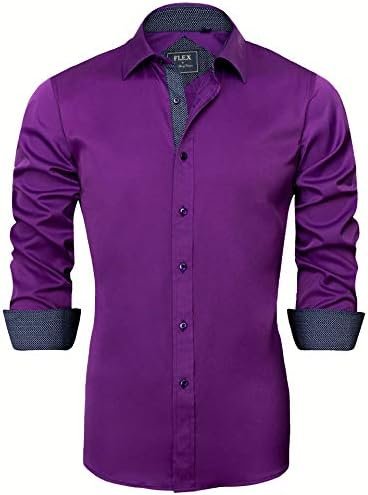 J.VER Men’s Casual Long Sleeve Stretch Dress Shirt Wrinkle-Free Regular Fit Button Down Shirts