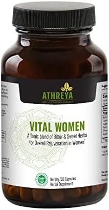 Athreya Herbs Vital Woman Capsules |120 Capsules | Herbs for Stamina and Strength | Ayurvedic Supplement for Overall Rejuvenation | Maintains Skin & Hair Health | Vegan, Non-GMO | 30 Day Supply