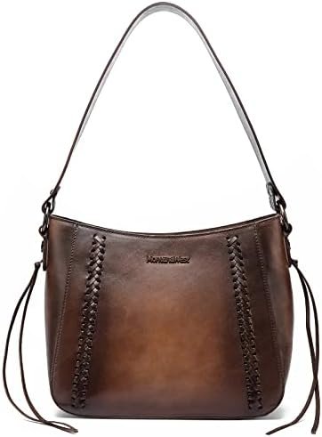 Montana West Genuine Leather Purses for Women Hobo Bags with Tooling Handle & Tassels