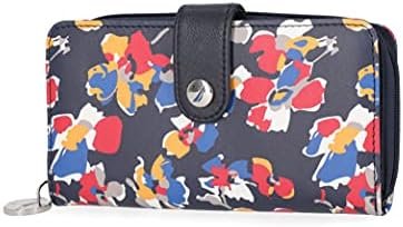 Nautica Be Shore Womens Wallet RFID Blocking Zip Around Clutch (Floating Floral Indigo)