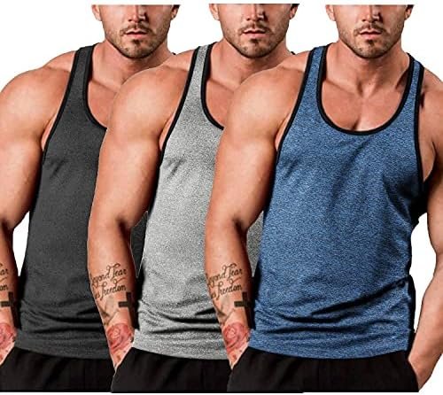 COOFANDY Men’s 3 Pack Gym Tank Tops Y-Back Workout Muscle Tee Sleeveless Fitness Bodybuilding T Shirts