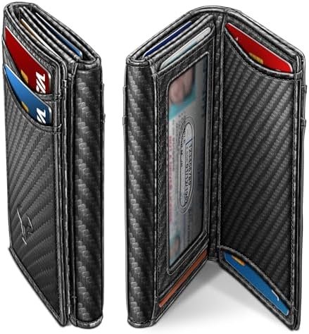 BULLIANT Men Wallet, Slim Front Pocket Leather Wallet Magnetic Closure for Men 12Cards 4.3″*3.4″ RFID Blocking