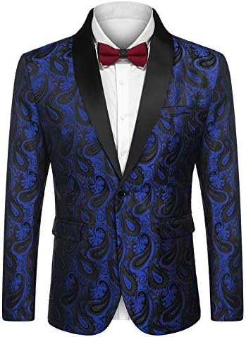 COOFANDY Mens Floral Tuxedo Jacket Paisley Shawl Lapel Suit Blazer Jacket for Dinner,Prom,Wedding