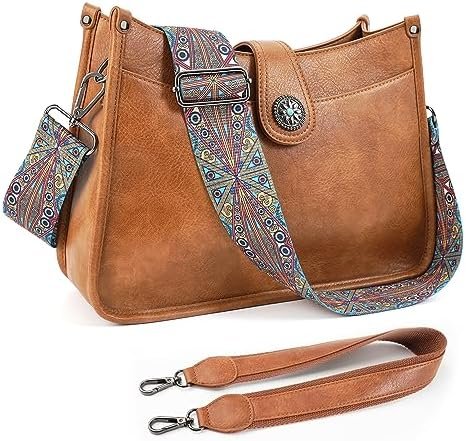 APHISON Crossbody Bags For Women Trendy, Leather Hobo Handbag Crossbody Purses Shoulder Bucket Bag with 2 Adjustable Strap