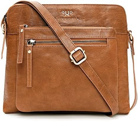 LUXEORIA Real Leather Crossbody Purses for Women, Handmade Crossover-Shoulder Sling Bags, Trendy Women’s Handbags