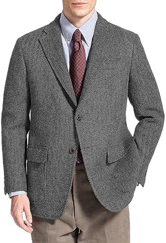 Mens Tweed Blazer Big and Tall Vintage Casual Herringbone Tweed Suit Jackets Two Button British Wool Blend Sport Coat Jacket