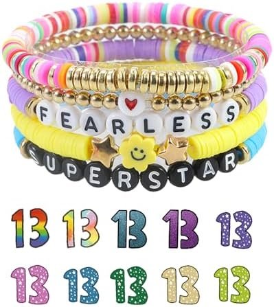 scarDS TS Bracelets, TS Lover Bracelet, 1989 Midnight Fearless Anti-hero Superstar Album Inspired Bracelet, E.r.a.s T.o.u.r Boho Friendship Bracelet Set, for Women Jewelry TS Merch, with 10 TS Tattoo