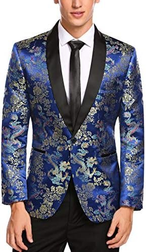 COOFANDY Men’s Floral Tuxedo Jacket Luxury Embroidered Stylish Suit Blazer Jacket for Wedding Party Dinner