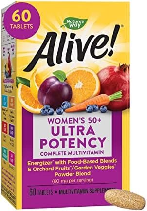 Nature’s Way Alive! Women’s 50+ Ultra Potency Complete Multivitamin, High Potency Formula, Supports Multiple Body Systems, Supports Cellular Energy, Gluten-Free, 60 Tablets