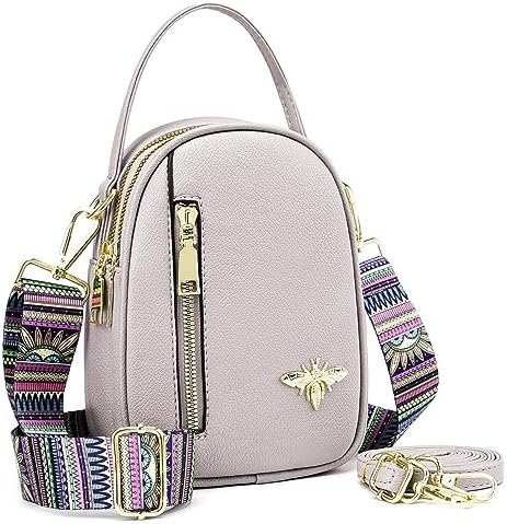 Women Small Crossbody Purse with 2 Bag Straps, Designer Bee Purses, Trendy Cell Phone Purse Shoulder Handbags for Ladies