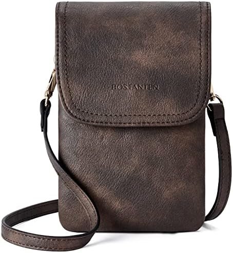 BOSTANTEN Leather Small Crossbody Bags for Women Designer Cell Phone Bag Wallet Purses Adjustable Strap