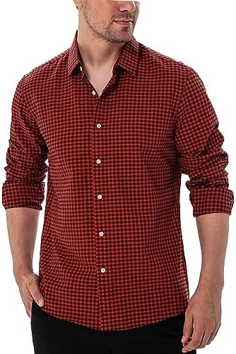 Manwan walk Men’s Plaid Button Down Shirts Regular Fit Long Sleeve Casual Business Shirts