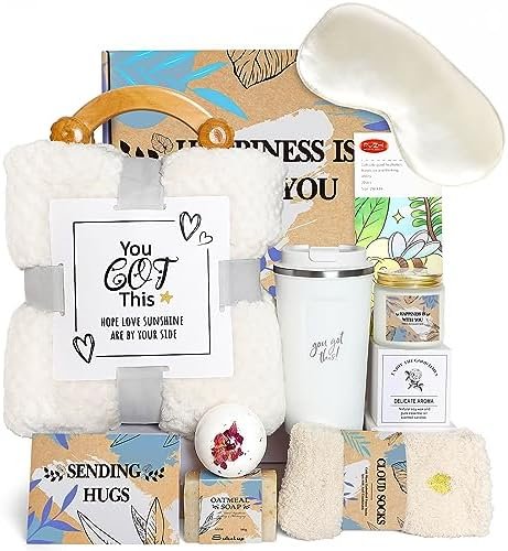 Get Well Soon Gifts for Women, Care Package Self Care Gifts for Women After Surgery Basket Thinking of you Gifts for Mom Sick Friend w/Relaxing Sympathy Blanket Coffee Mug