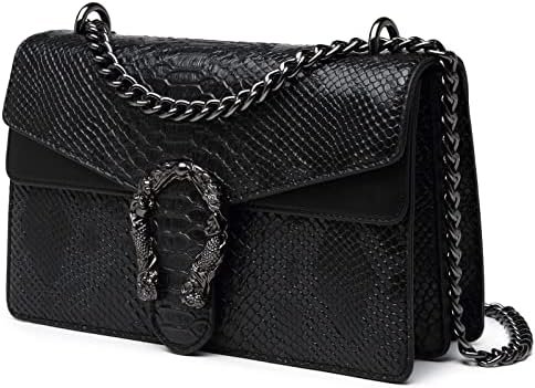 MYHOZEE Crossbody Bags for Women – Snake Printed Clutch Purses Leather Chain Shoulder Bags Evening Handbags