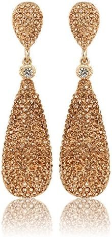 Moonstruck Costume Jewelry Chandelier Rose Gold Diamond Studded Metal Drop and Dangle Earrings for Women