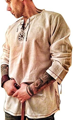 Men’s Fashion Cotton Linen Shirt Long Sleeve Solid Color Ethnic Beach Yoga Top